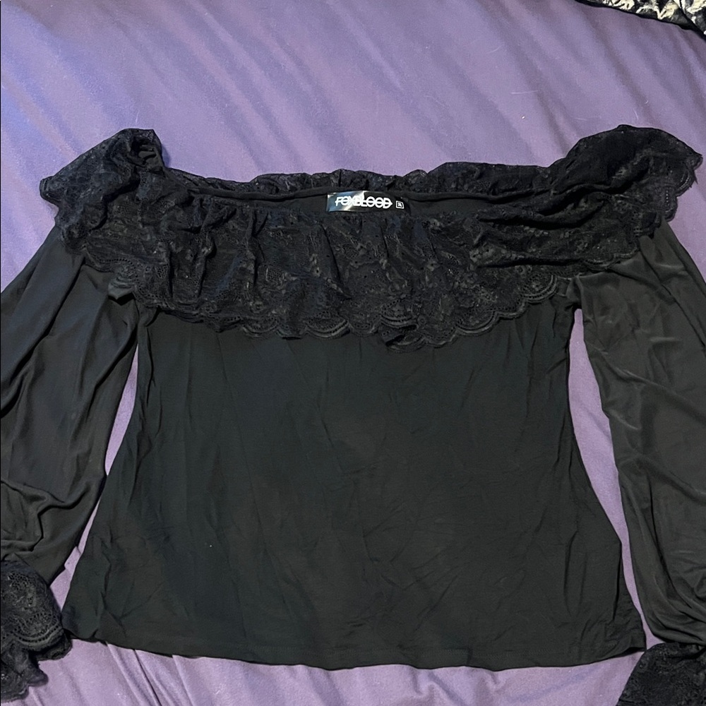 Foxblood lace trim top - Picture 2 of 6